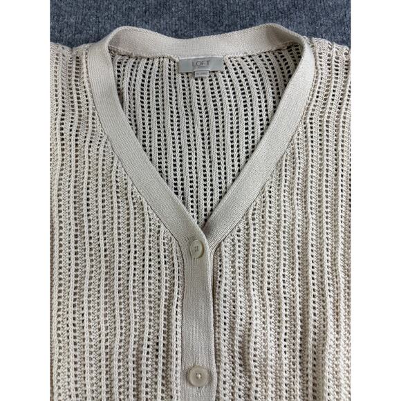 LOFT 100% Cotton Open Knit Short sleeved cardigan. Size XL - Picture 5 of 5